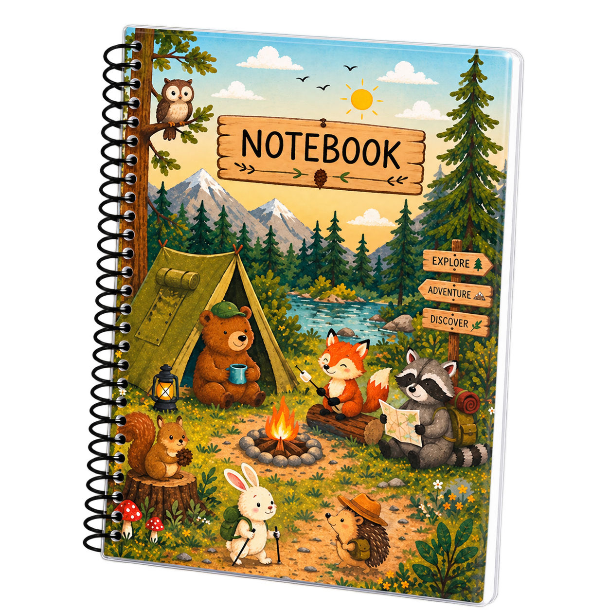 Woodland Animals handmade spiral notebook
